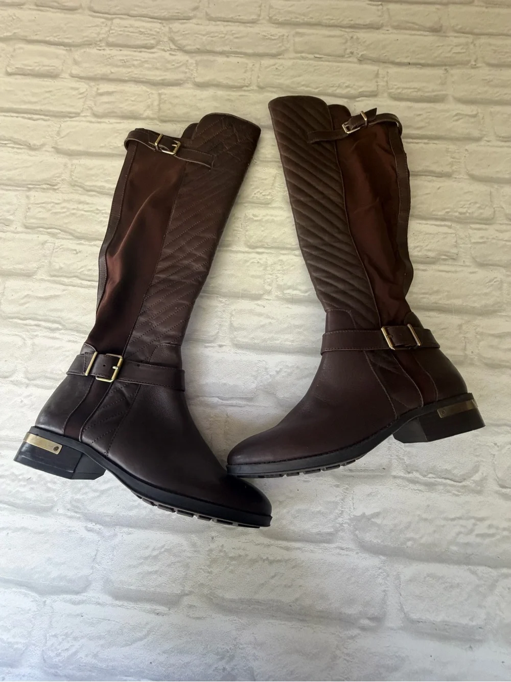 Vince Camuto Panyma Quilted Over-the-Knee Riding Boots - Dark Brown Size 8.5